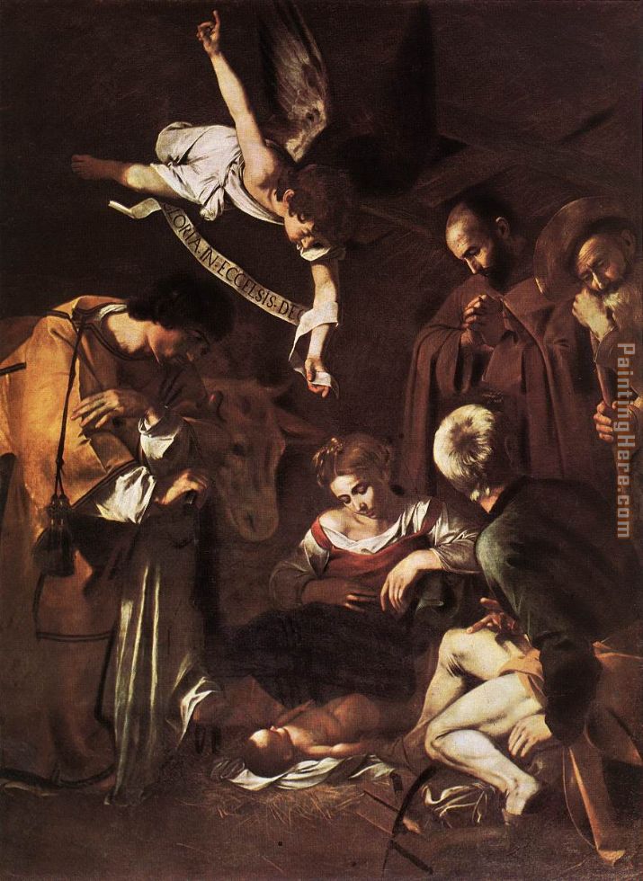 Caravaggio Nativity with St. Francis and St. Lawrence